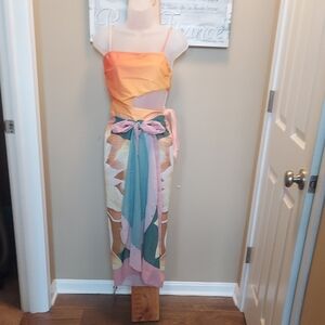 Vibrant Multicolor Sarong and One Piece Bathing Suit